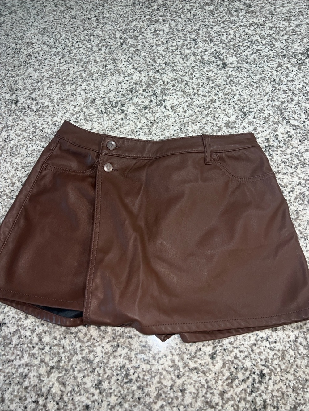 Celebrity Pink Brown Faux Leather Waistband Skort